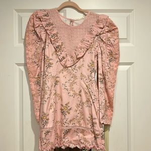 LoveShackFancy Cedella Dress Honey Dew Pink